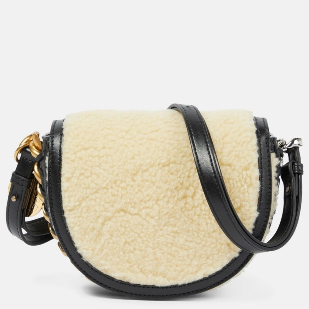 Stella McCartney Black and Cream Shearling Crossbody Bag
